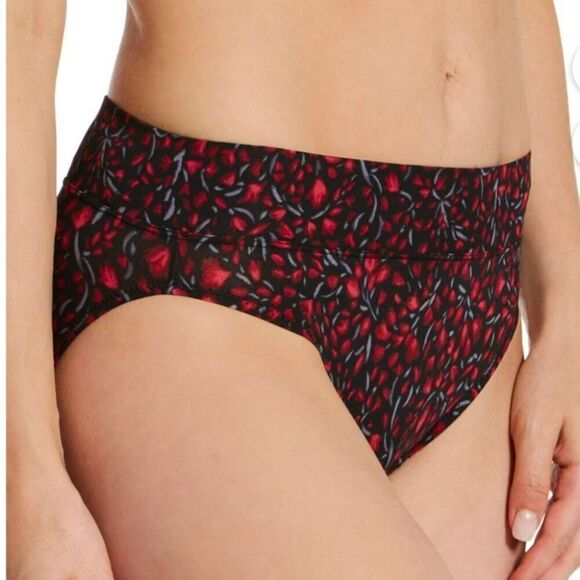 NWT 2 Pack Warners Black Red Print No Pinching No problem Tailored Hi-Cut Panty - Picture 11 of 12